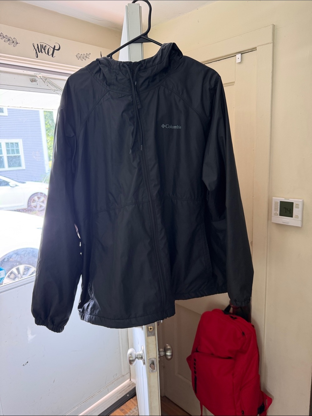 Columbia Black Hooded Rain Jacket